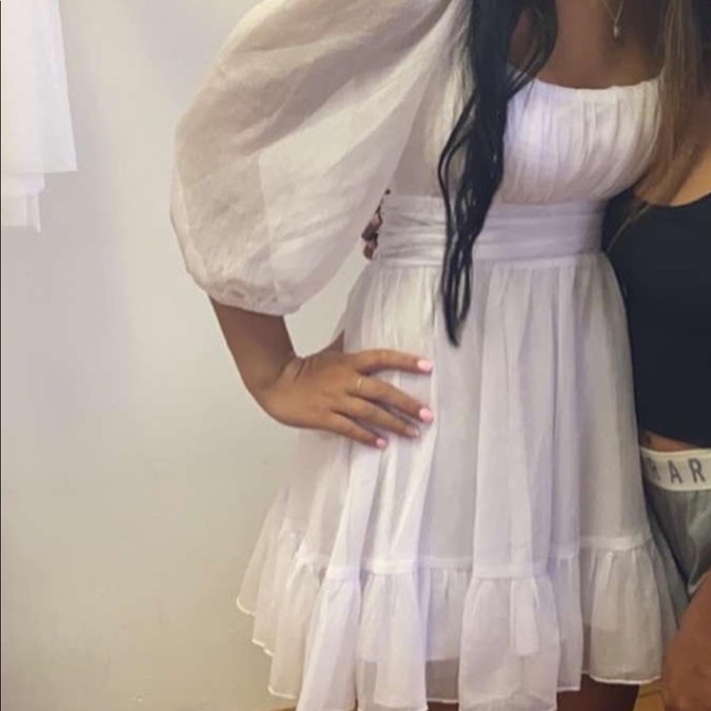 white ruffle dress